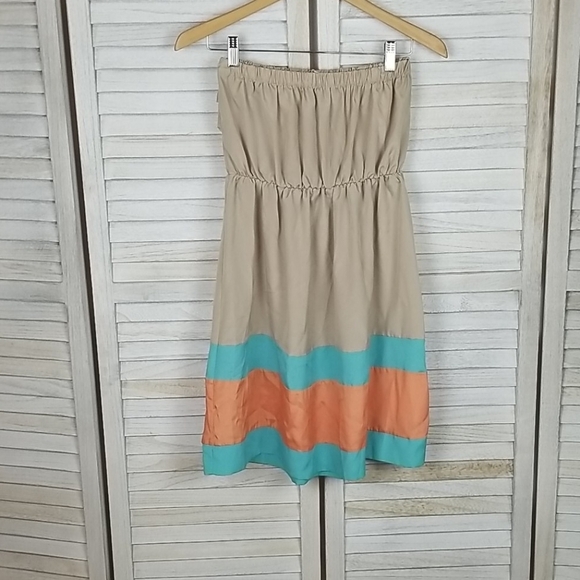 Ciel coverup Dress, Tan & Peach Striped, L - Picture 4 of 5